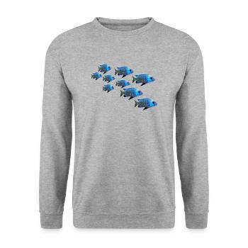 grouper perch fish - Unisex Sweatshirt - salt & pepper - Front - Alina (178cm) & Michal (187cm)