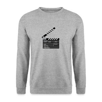 Film Producer Take Director Cut Cinema Gift - Unisex Sweatshirt - salt & pepper - Front - Alina (178cm) & Michal (187cm)