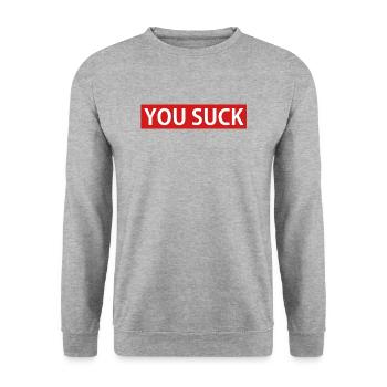 YOU SUCK - Unisex Pullover - Weißgrau meliert - Vorne - Alina (178cm) & Michal (187cm)