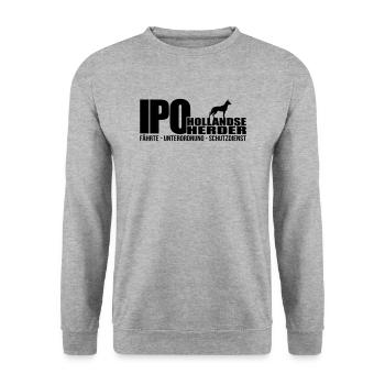 IPO HOLLANDSE HERDER - Unisex Pullover - Weißgrau meliert - Vorne - Alina (178cm) & Michal (187cm)
