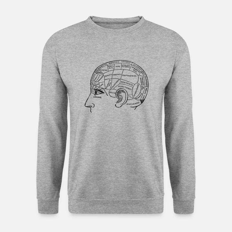 Kopf mit Gedanken, Gehirn - Unisex Pullover - Weißgrau meliert