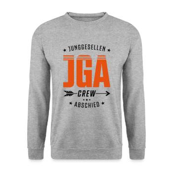 jga crew junggesellen - Unisex Pullover - Weißgrau meliert - Vorne - Alina (178cm) & Michal (187cm)