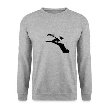 Möwe - Unisex Pullover - Weißgrau meliert - Vorne - Alina (178cm) & Michal (187cm)