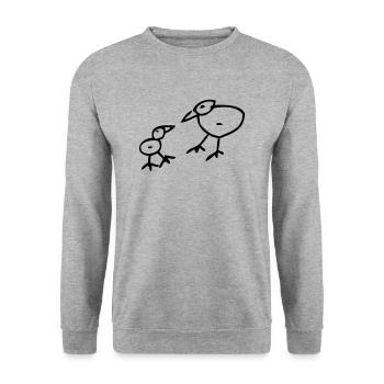 oiseau - Sweat-shirt Unisexe - gris chiné - Devant - Alina (178cm) & Michal (187cm)