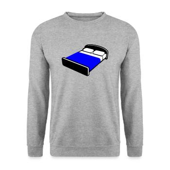 bett bed schlafen schlafzimmer sleeping room60 - Unisex Pullover - Weißgrau meliert - Vorne - Alina (178cm) & Michal (187cm)
