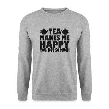 Tea makes me happy - Unisex Pullover - Weißgrau meliert - Vorne - Alina (178cm) & Michal (187cm)