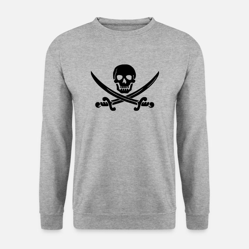 Totenkopf - Unisex Pullover - Weißgrau meliert