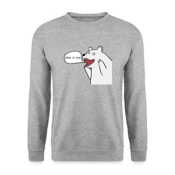 Sisco Shouts: Whip it out! - Unisex Sweatshirt - salt & pepper - Front - Alina (178cm) & Michal (187cm)
