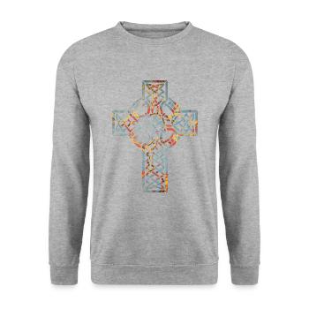 kreuz 1 e 19 - Unisex Pullover - Weißgrau meliert - Vorne - Alina (178cm) & Michal (187cm)