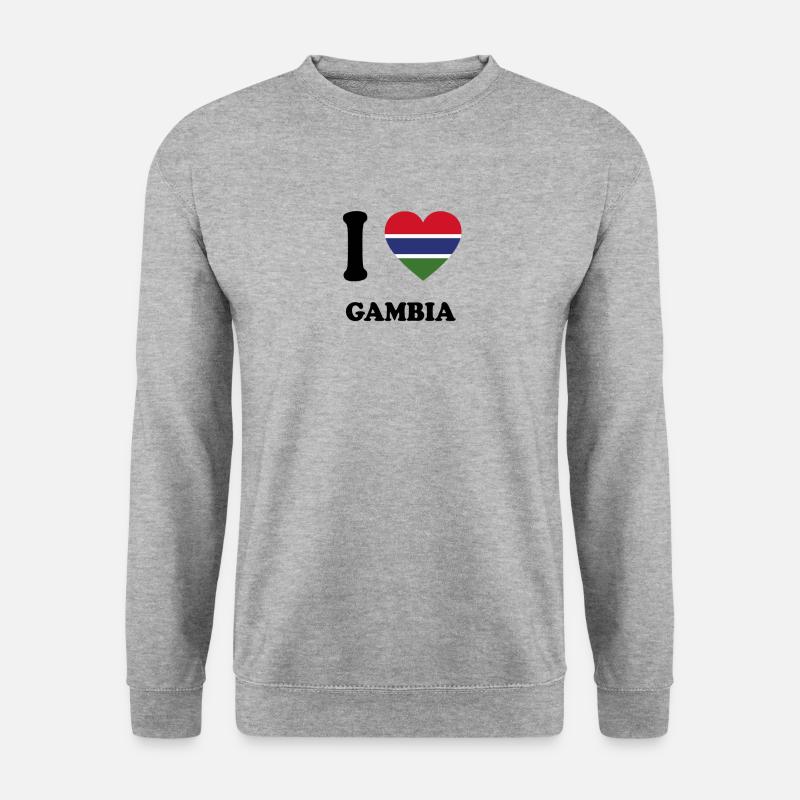 i love home land geschenk GAMBIA - Unisex Pullover - Weißgrau meliert