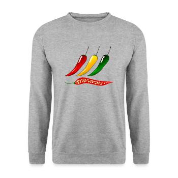 Chillis Peperoni - Unisex Pullover - Weißgrau meliert - Vorne - Alina (178cm) & Michal (187cm)