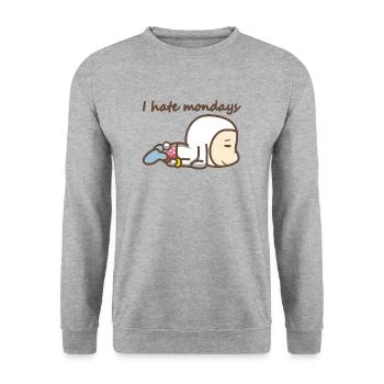 I hate mondays Montag Wochentag Lustig Geschenk - Unisex Pullover - Weißgrau meliert - Vorne - Alina (178cm) & Michal (187cm)
