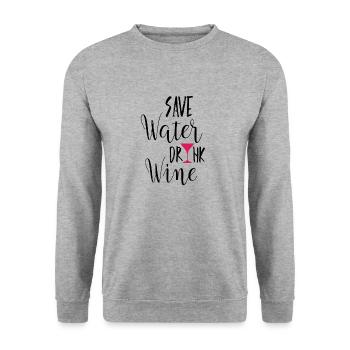 Save Water drink wine red wine sayings gift idea - Unisex Sweatshirt - salt & pepper - Front - Alina (178cm) & Michal (187cm)