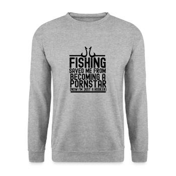 La pêche m'a sauvé - Pêche drôle - Sweat-shirt Unisexe - gris chiné - Devant - Alina (178cm) & Michal (187cm)