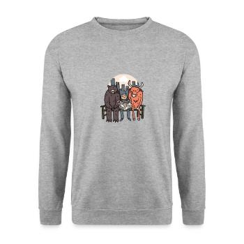 Bull And Bear - Funny Crypto/Stocks - Unisex Sweatshirt - salt & pepper - Front - Alina (178cm) & Michal (187cm)