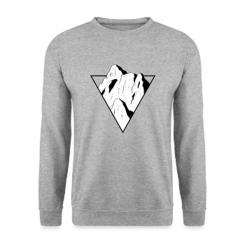 Klettern, Berglogo - Unisex Pullover - Weißgrau meliert - Vorne - Alina (178cm) & Michal (187cm)