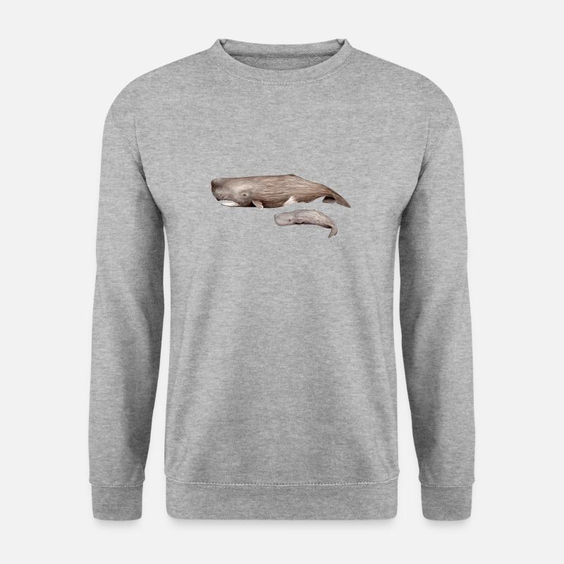 Cachalot - Pottwal - Pottwale - Unisex Pullover - Weißgrau meliert