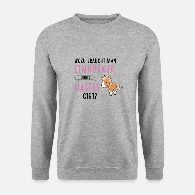 Wozu Einhörner Haflinger - Unisex Pullover - Weißgrau meliert