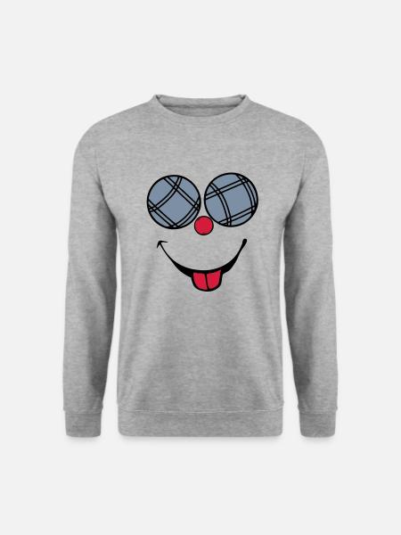 Petanque Ball Smiley-Lächeln tongue2 - Unisex Pullover - Weißgrau meliert