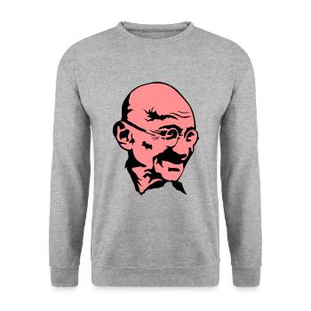 Mahatma Gandhi politischen Führer Gesicht - Unisex Pullover - Weißgrau meliert - Vorne - Alina (178cm) & Michal (187cm)