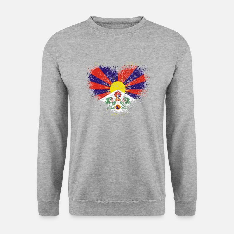 Tibet - Unisex Pullover - Weißgrau meliert