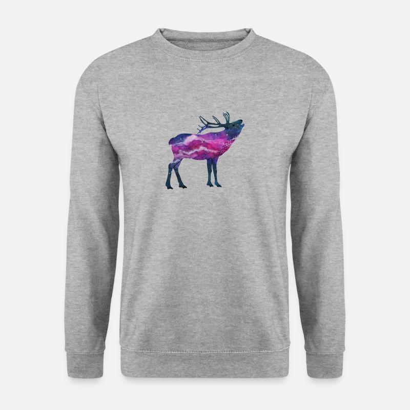Space Hirsch - Unisex Pullover - Weißgrau meliert