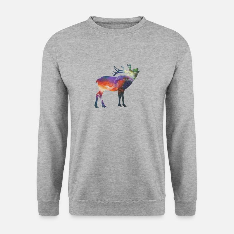 Space Hirsch - Unisex Pullover - Weißgrau meliert