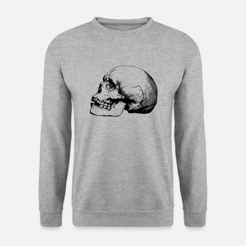 Totenkopf - Unisex Pullover - Weißgrau meliert