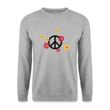 Peace Sign Flower Love flower power Valentine's Day - Unisex Sweatshirt - salt & pepper - Front - Alina (178cm) & Michal (187cm)