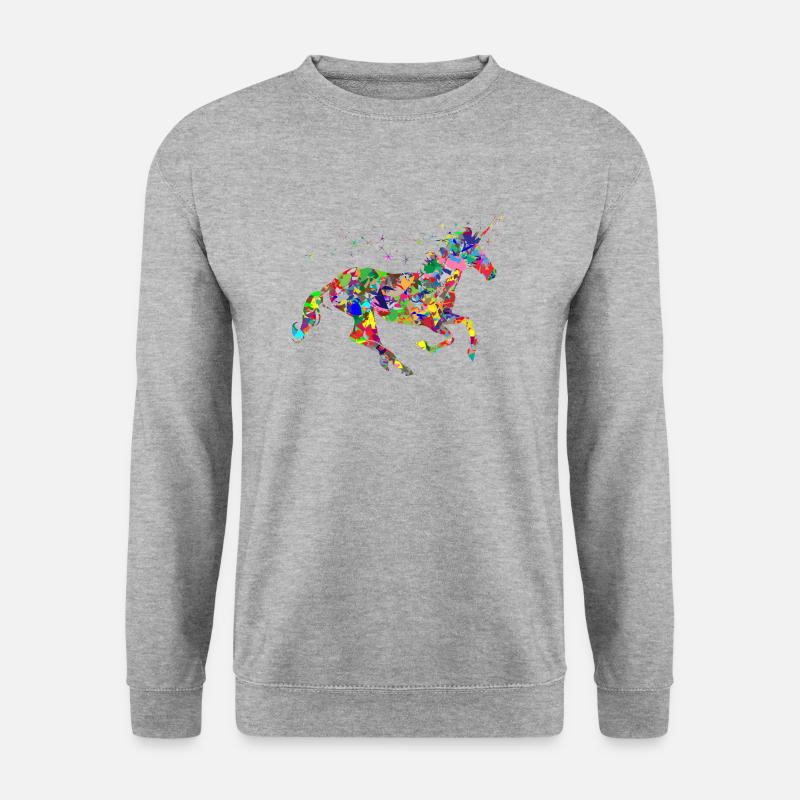 Einhorn Farbkleckse Geschenk Geschenkidee - Unisex Pullover - Weißgrau meliert