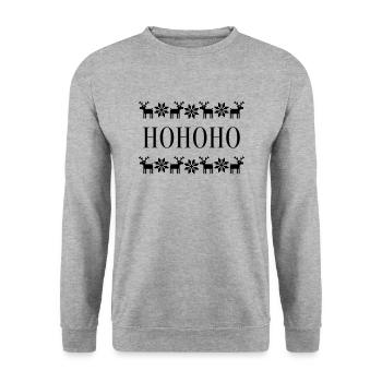 Moose Stars Norway Ugly Christmas Hohoho - Unisex Sweatshirt - salt & pepper - Front - Alina (178cm) & Michal (187cm)