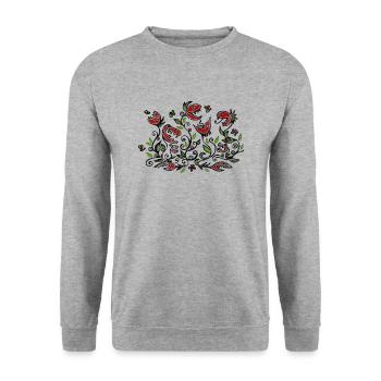 Carnivore, Carnivorous Plant, Grunge Style - Unisex Sweatshirt - salt & pepper - Front - Alina (178cm) & Michal (187cm)