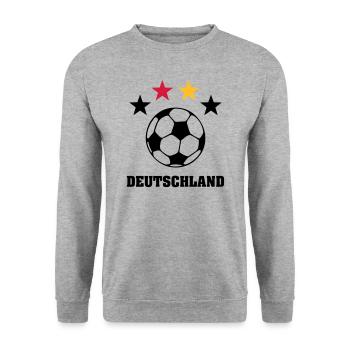 4 Sterne Weltmeister Deutschland 2014 - Unisex Pullover - Weißgrau meliert - Vorne - Alina (178cm) & Michal (187cm)