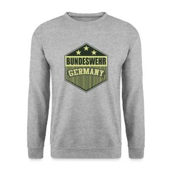 Bundeswehr Soldat Waffe Geschenk T-Shirt - Unisex Pullover - Weißgrau meliert - Vorne - Alina (178cm) & Michal (187cm)
