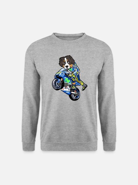 Motorrad Biker Hund Motorradfahrer Geschenk - Unisex Pullover - Weißgrau meliert