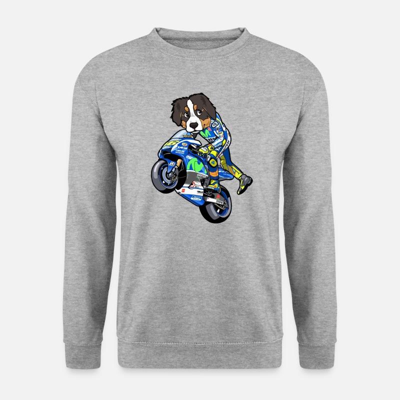 Motorrad Biker Hund Motorradfahrer Geschenk - Unisex Pullover - Weißgrau meliert