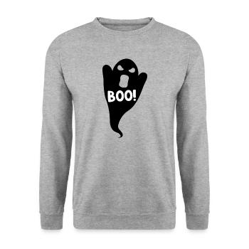BOO Ghost Halloween Costume T-Shirt - Unisex Sweatshirt - salt & pepper - Front - Alina (178cm) & Michal (187cm)