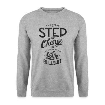 NONSENSE NONSENSE CRAP SAYINGS CRAZY SHIT MOTIVES - Unisex Sweatshirt - salt & pepper - Front - Alina (178cm) & Michal (187cm)