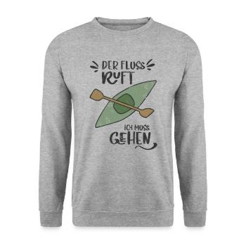FLUSS RUFT KANU KAYAK WILDWASSER GEHEN SEE MOTIVE - Unisex Pullover - Weißgrau meliert - Vorne - Alina (178cm) & Michal (187cm)