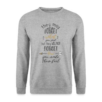TEACHERS DON'T FORGET FEEL SAYING MOTIF GIFT - Unisex Sweatshirt - salt & pepper - Front - Alina (178cm) & Michal (187cm)