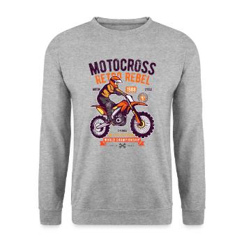 RETRO REBEL MOTOCROSS SUPERMOTO ENDURO DIRT MOTIF - Unisex Sweatshirt - salt & pepper - Front - Alina (178cm) & Michal (187cm)