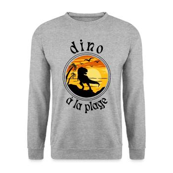 Dinosaure à la plage - Sweat-shirt Unisexe - gris chiné - Devant - Alina (178cm) & Michal (187cm)