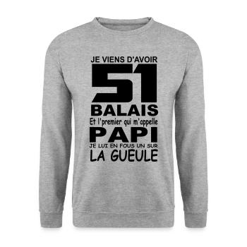 51 ans / anniversaire 51 ans / anniversaire 51 ans - Sweat-shirt Unisexe - gris chiné - Devant - Alina (178cm) & Michal (187cm)