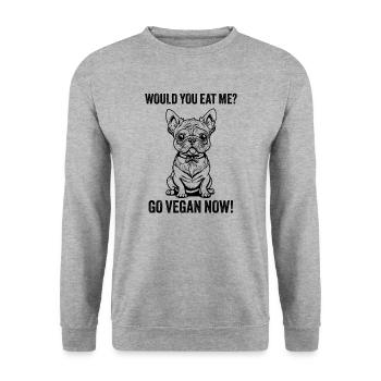 WOULD YOU EAT ME? GO VEGAN NOW! - Unisex Sweatshirt - salt & pepper - Front - Alina (178cm) & Michal (187cm)
