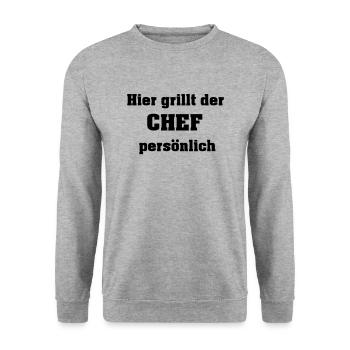 Grillmeister - Unisex Pullover - Weißgrau meliert - Vorne - Alina (178cm) & Michal (187cm)