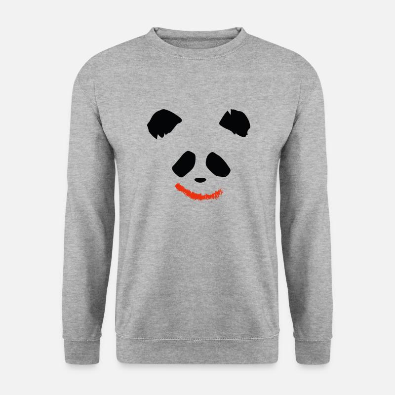 Panda Bär Joker Lippen Mund lustig funny - Unisex Pullover - Weißgrau meliert