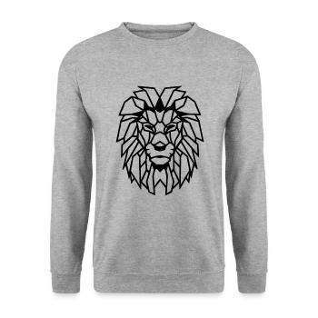 Löwe - Unisex Pullover - Weißgrau meliert - Vorne - Alina (178cm) & Michal (187cm)