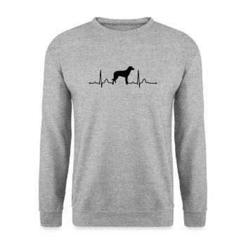 BEAUCERON heartbeat Herzschlag - Unisex Pullover - Weißgrau meliert - Vorne - Alina (178cm) & Michal (187cm)