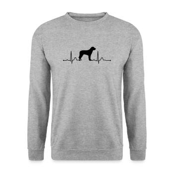 GROSSER SCHWEIZER SENNENHUND heartbeat Herzschlag - Unisex Pullover - Weißgrau meliert - Vorne - Alina (178cm) & Michal (187cm)