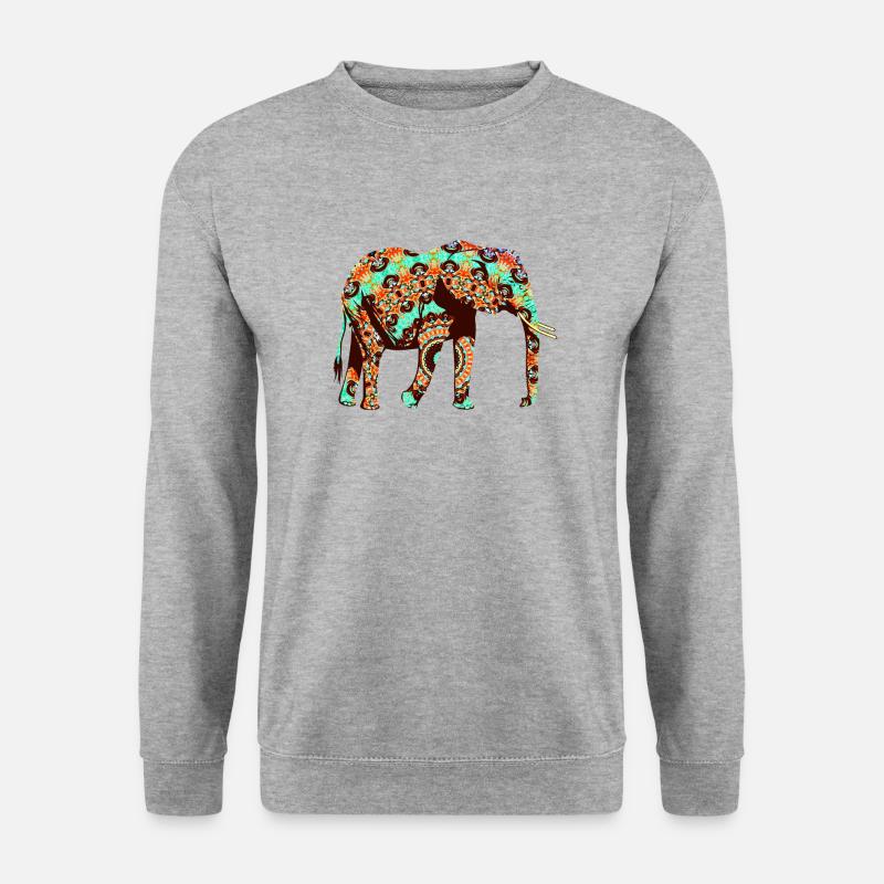 Indischer Elefant Mandala Muster - Unisex Pullover - Weißgrau meliert